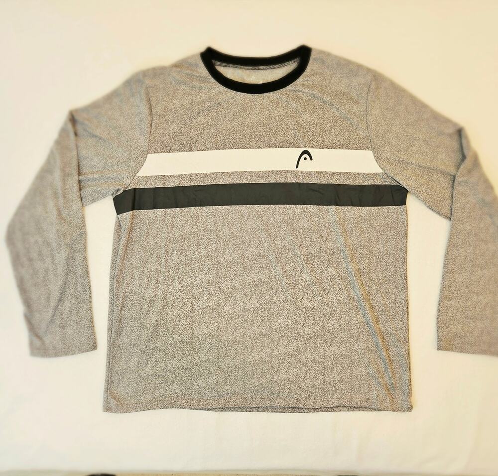 HEAD Mens XL Performance Fleece Pullover Gray Black Colorblock Long Sleeve